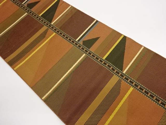 JAPANESE NAGOYA OBI / CHIKUZEN HAKATA / WOVEN ABSTRACT STRIPE